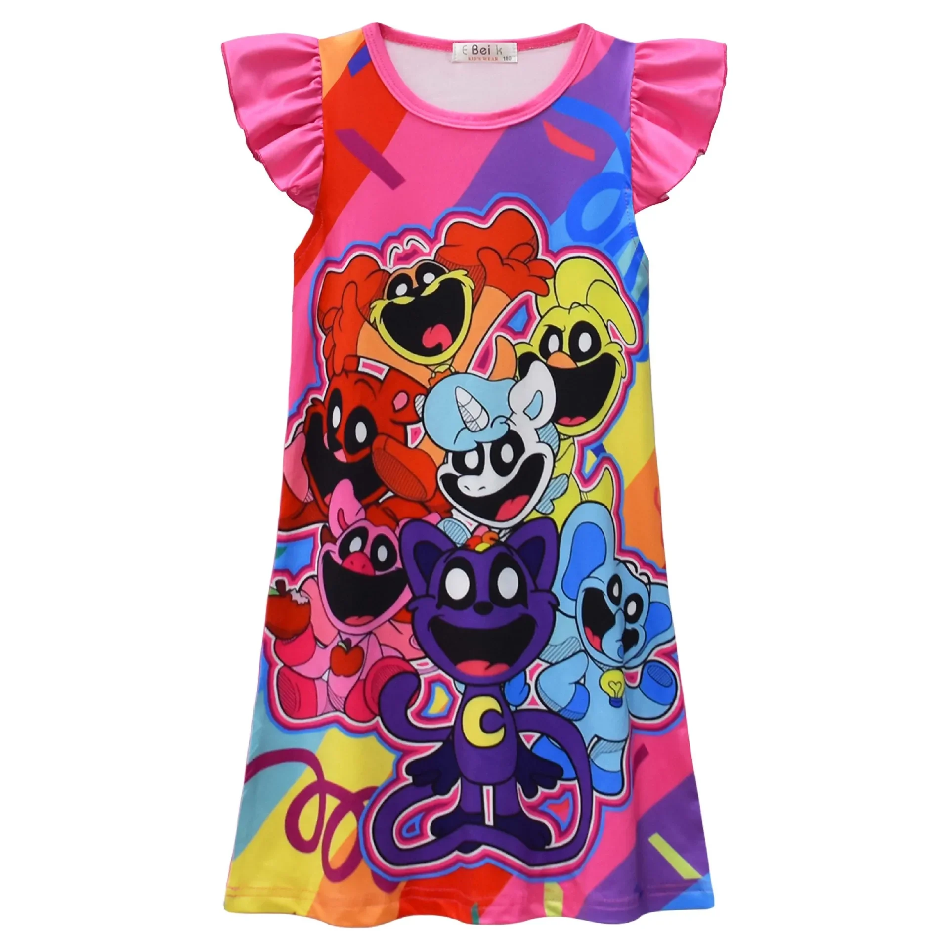 NEW Smiling Critters Summer Kids Girls Dress Night Nightgown Girl Catnap Cosplay Pajamas T-Shirt Long Nighty Children Clothing