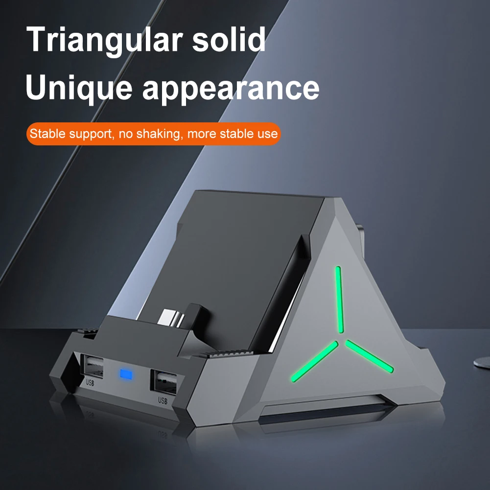 For Switch TV Docking Station Portable Charging Stand with HDMI-Compatible USB Type C Ports Base Charger Stand for Switch Dock