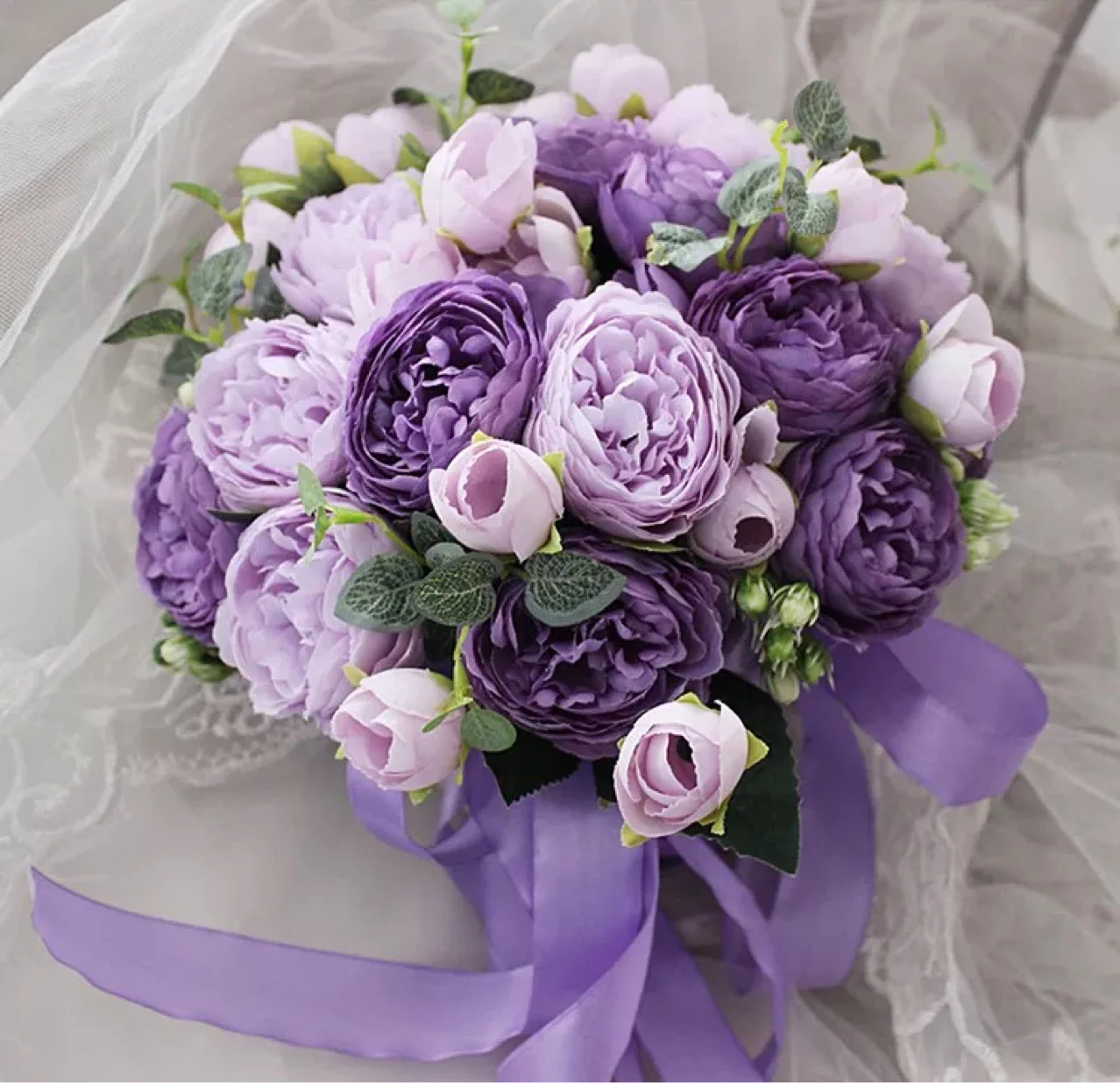 Wedding Bouquets Artificial Peony Flowers Korean style Purple Bridal Bouquet Imitation Peony Flower Bridal Bouquet Bridesmaid