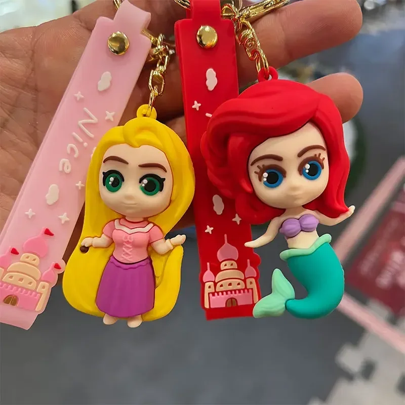 Disney Cartoon Princess Pendant Keychain for Women Girls Lovely