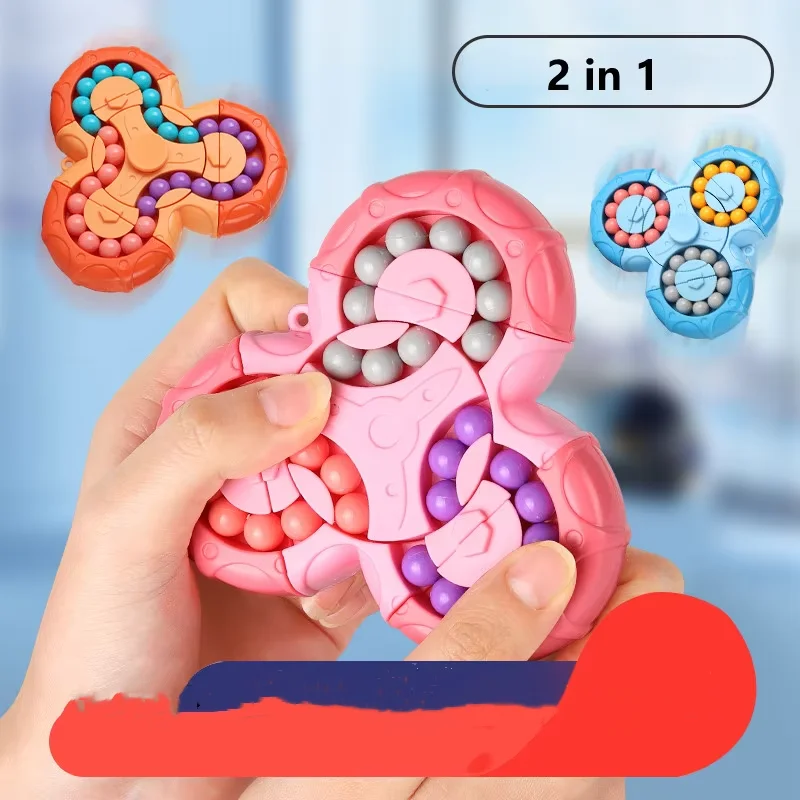 Educational Toys Finger Gyro Toys Magic Gyro Toys Magic Puzzle Toy Puzzle Toys Memory Training Toy Six-sided Rotation Finger Bean Intelligence Gyro Antistress Fingertip Cube Learning Educational Magic Disk For Kids Gift