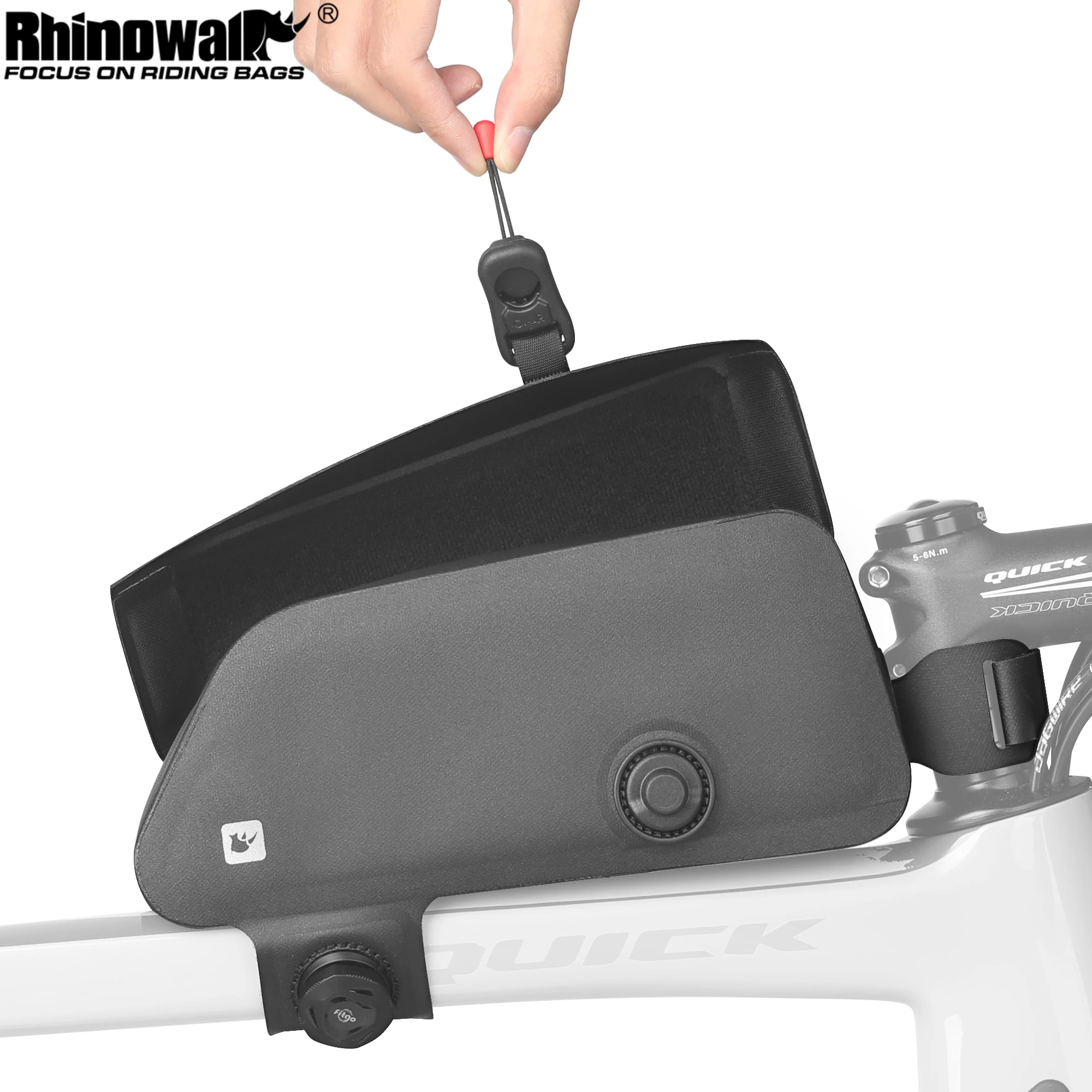Bolsa para tubo superior de bicicleta Rhinowalk K33, à prova d'água, com fivela magnética e cadarço, portátil, para quadro frontal, armazenamento para ciclismo, MTB, bicicleta de estrada