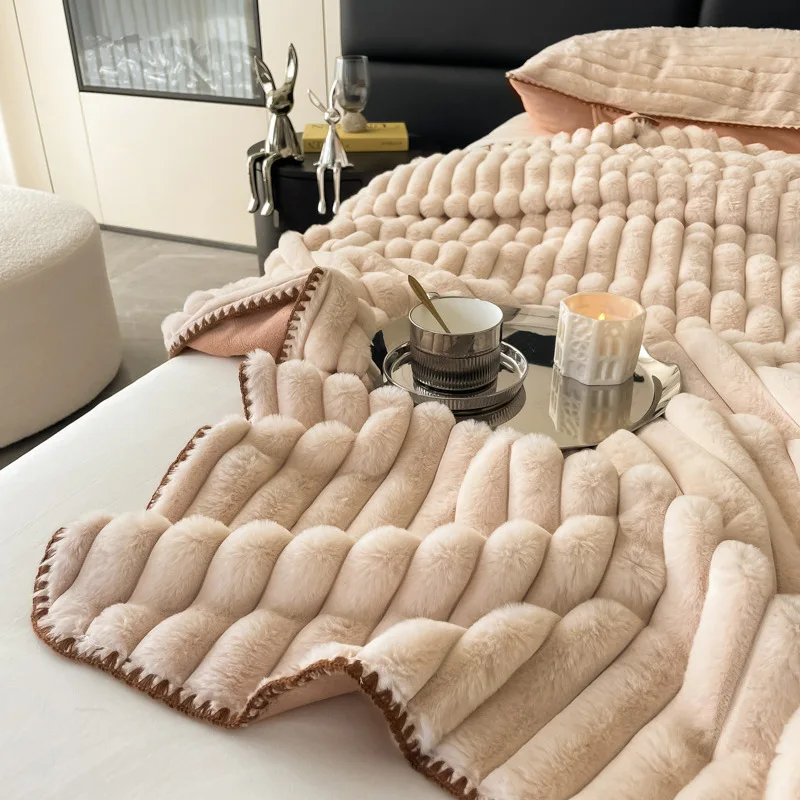 

Faux Rabbit Fur Blanket 150x200cm Thick Winter Warm Blankets Sofa Throw 100x150cm High Quality Super Soft Flannel Fur Bedspread