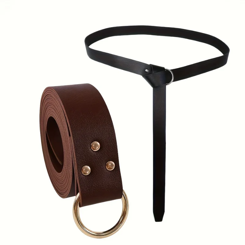 Vintage Medieval Waist Belt Viking Knight Waistband Gothic Medieval Buckle Belt PU Leather Larp Cosplay Costume Accessories