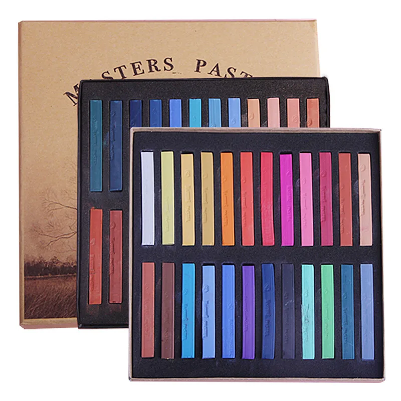 Maries Color Chalk 24 Colors 12 Colors Chalk 48 Painting Pink Professional Pastel Stick Brush Board Newspaper Painting Supplies