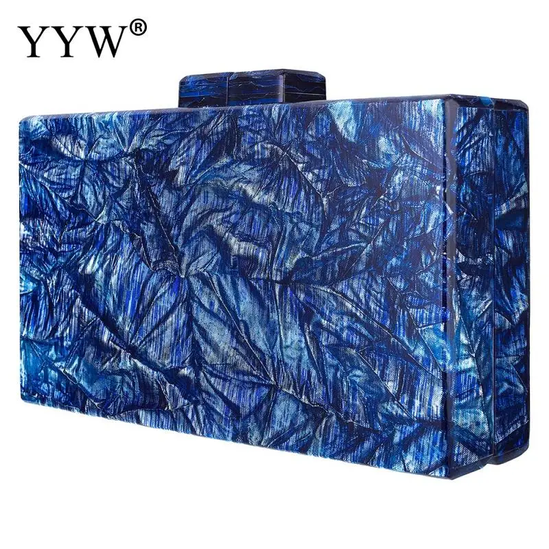 Acrylic Women'S Bag Luxury Designer Bag Blue Evening Clutch Bag For Wedding Party With Chain Shoulder Purse Female Box Handbag