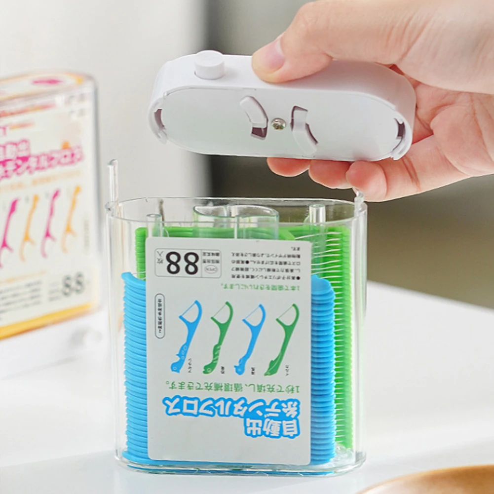 Children Automatic Floss Box Large Capacity Press-type Teeth Sticks Holder Reusable Floss Organizer Floss Dispenser