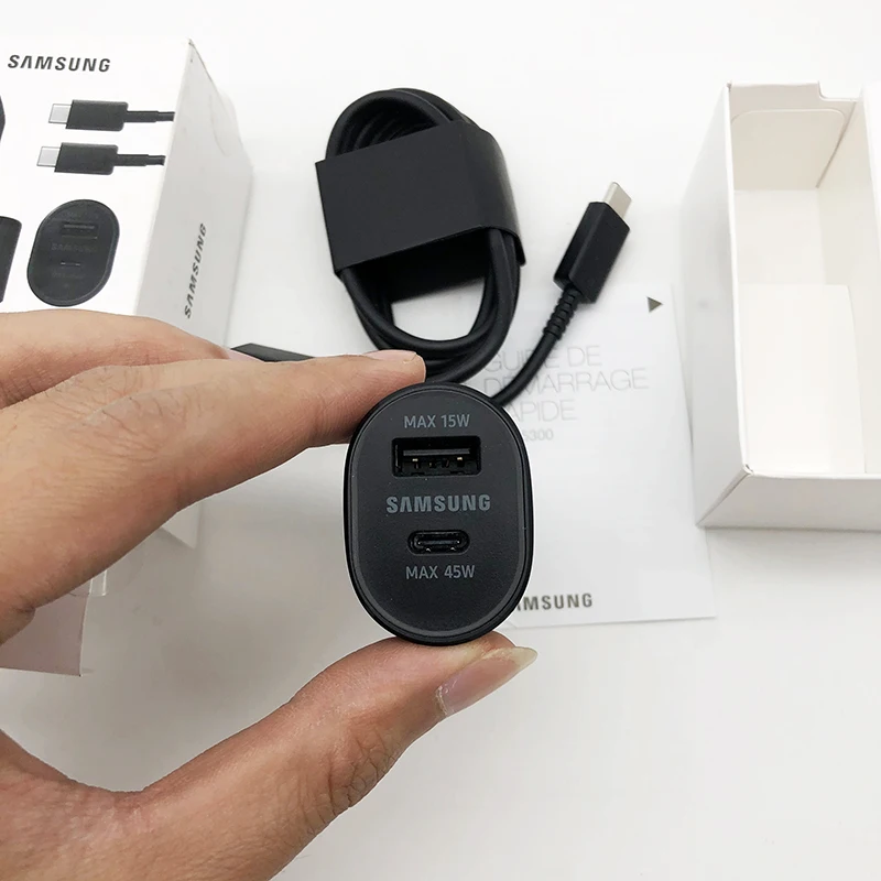 60W Super Fast USB-C Car Charger with Dual Outputs and Charging Cable