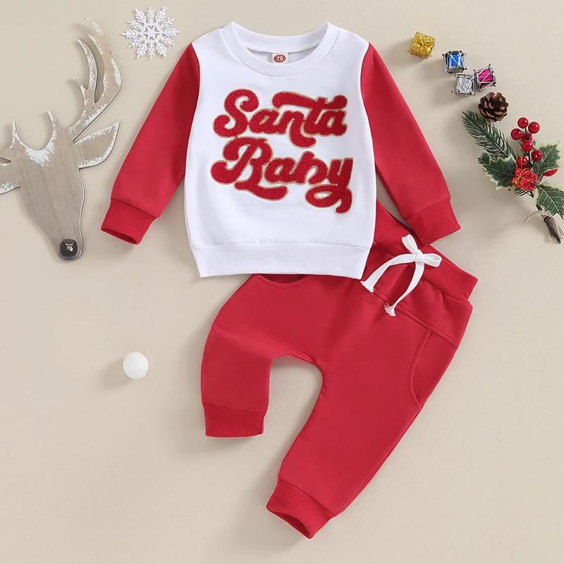ChristmasBabyBoyGirlOutfitXmasFallWinterPulloverSweatshirtWarmPantNewbornToddler