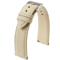 Deluxe Waterproof Sailcloth Nylon Sports Watch Band - Quick Release Strap - 22mm (Beige)