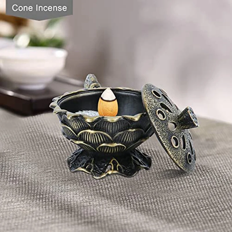 Frankincense Resin Burner Incencence Burner Lotus Incense Burner With  Handle , Lotus Shaped Holder Fit For Home Decoration