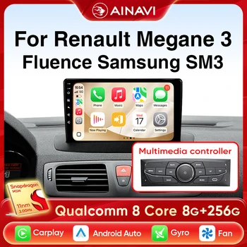 Ainavi Radio de coche para Renault Megane 3 Fluence Samsung SM3 2008 - 2014 Carplay inalámbrico Android Auto Car Multimedia estéreo 2 Din 1