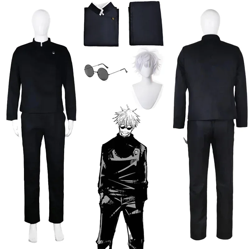 

Anime Jujutsu Kaisen Gojo Satoru Cosplay Costume Glasses High School Uniform Wig Suit Halloween Costume Men Adult