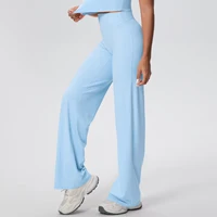Woman Summer Breathable Wide Leg Yoga Pants Fitness Sports Running Cycling Solid Color Lifting Buttocks Gym Yoga Pants - Image 6