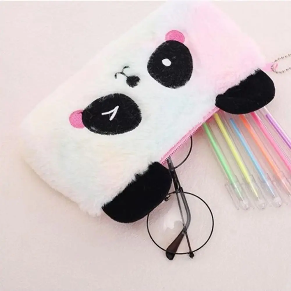 1PC Cute Cartoon Panda Pencil Case Plush Large Pen Bag Kids Gift Lightweight Pen Bag School Stationery Supplies