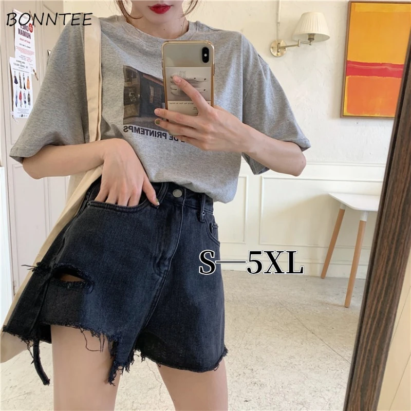 Denim Shorts Women Wide Leg Streetwear S5xl Vintage Ripped Fashion