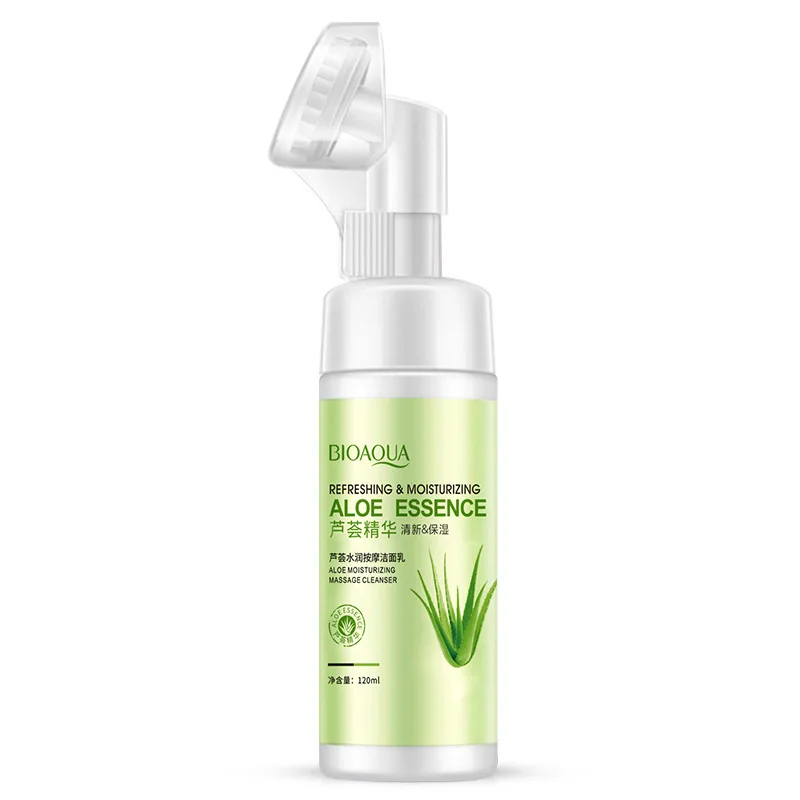 Bioaqua Aloe Vera Moisturizing Massage Cleansing Foam Moisturizing Gentle Care Deap Clean Facial Cleanser 120ml skin care set face wash facial scrub