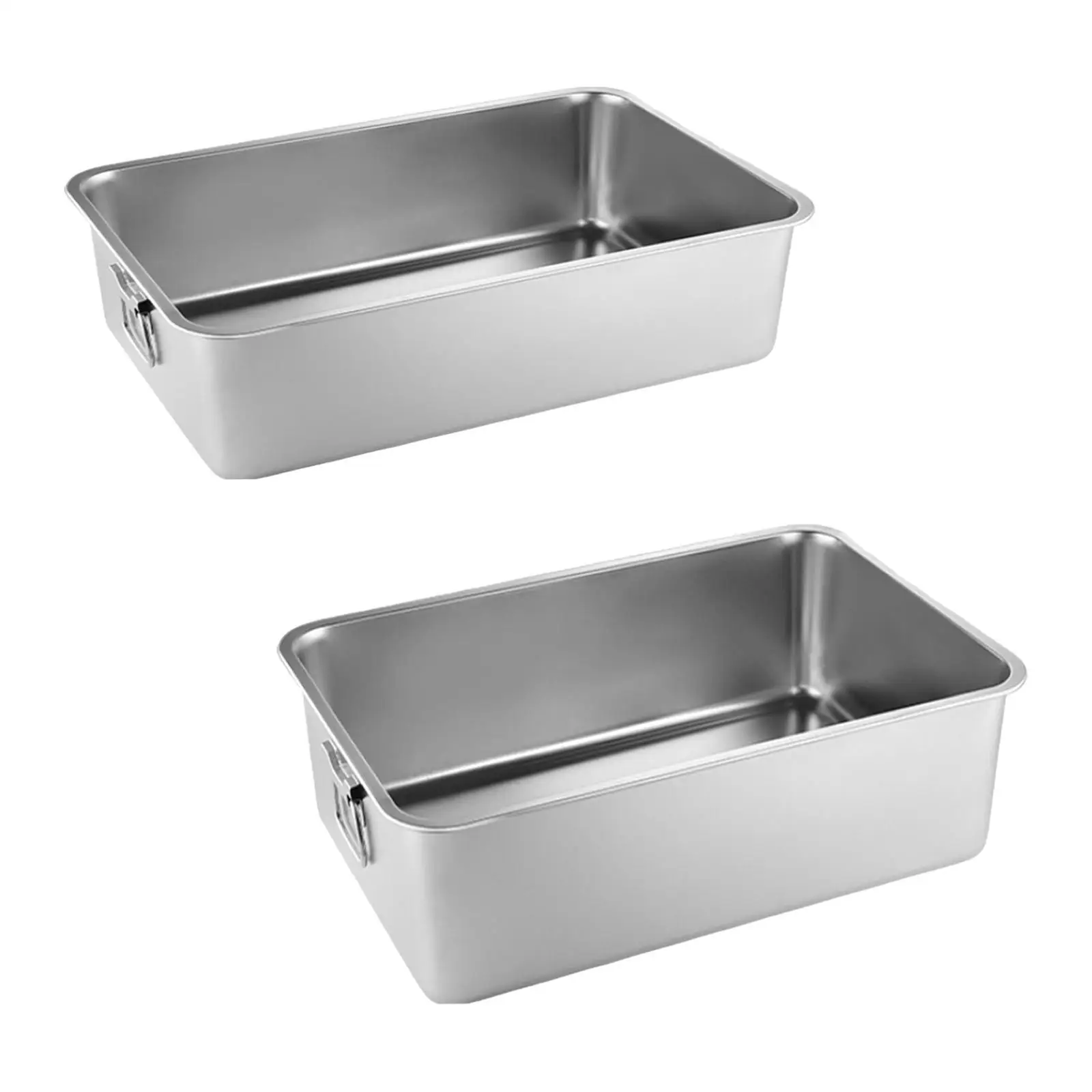 Stainless Steel Litter Box Kitten Open Potty Pan Cat Cleaning Basin Indoor Litter Tray Cat Sandbox for Small Animal Rabbits