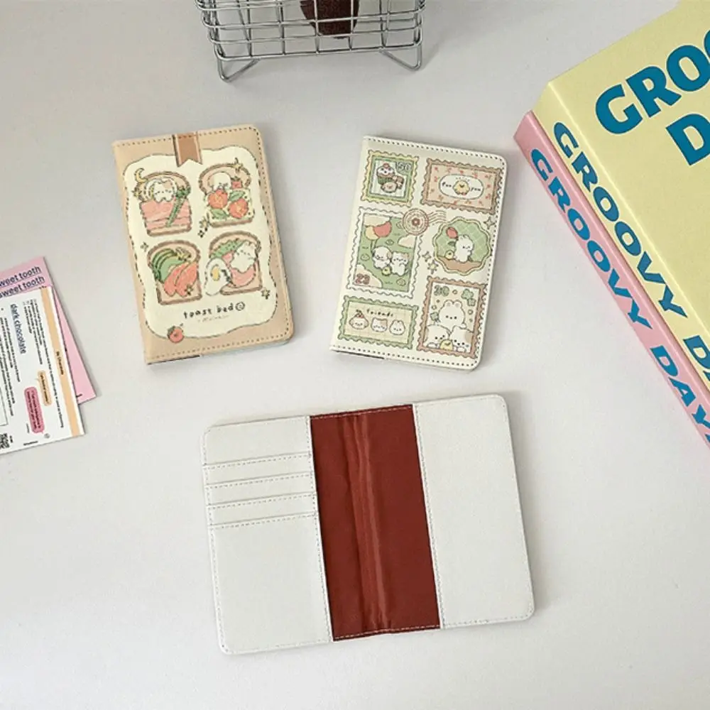 Cartoon Rabbit Passport Holder Pu Leather Multi-function Card Clamp Wallet Multicolor Light-weight Passport Cover Unisex