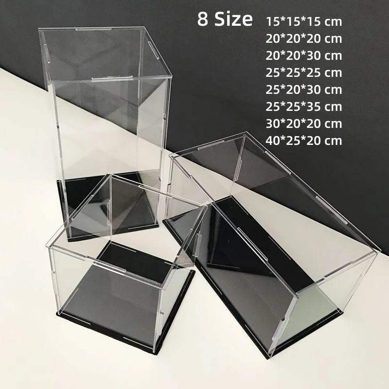 투명 아크릴 쇼케이스 디스플레이 케이스 스탠드, 액션 피규어, 장난감, 수집품 모델용 대형 방진 보호 상자, 8 사이즈