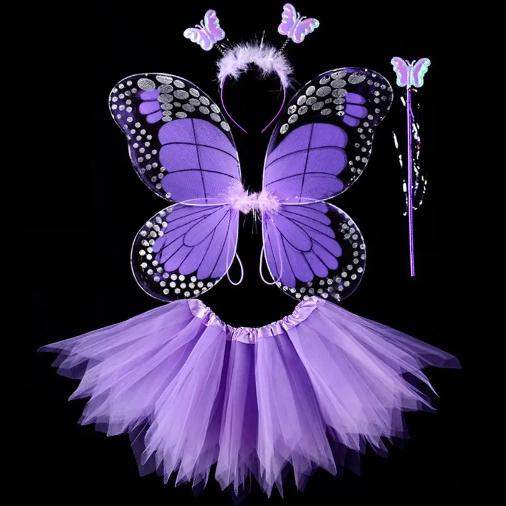 Audasi 3 Pezzi Ali da Fata Kit, Ali da Fata a Forma di Farfalla con Cerchietto da Fata e Bacchette di Fata a Stella Costume di Fata per Bambini e Adulti Halloween