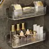 Wall Mounted Toilet Storage Rack Accessories No-punch Acrylic Bathroom Shelf Luxury Space Saving Kitchen Storage Organizer 5
