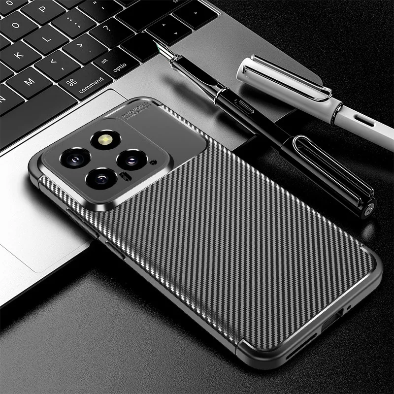 Premium Shockproof TPU Silicone Carbon Fiber Bumper Case - Soft Anti-Knock Protection Cover