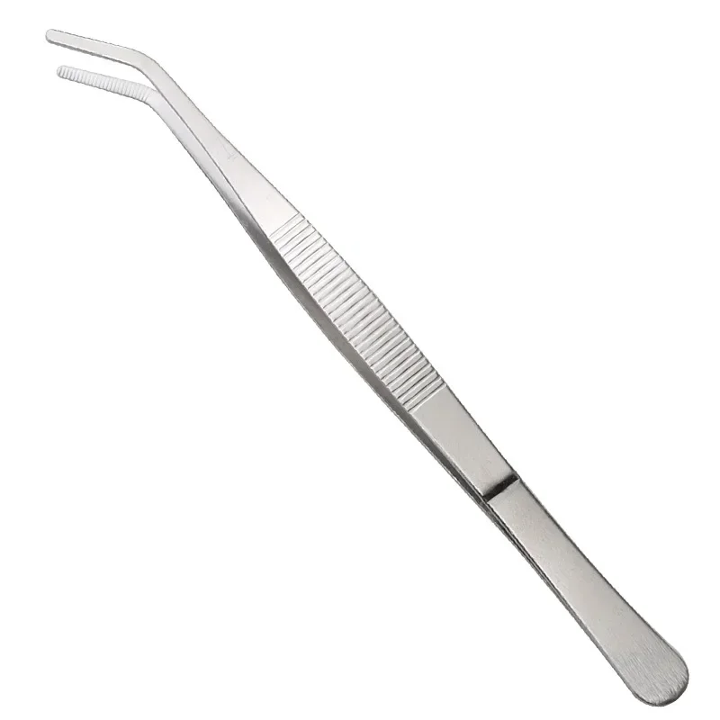 Stainless Steel Thicken Food Tweezers Professional Tea Bag Tweezers Barbecue Clip Silver Long Food Tongs Garden Kitchen BBQ Tool stainless steel tongs