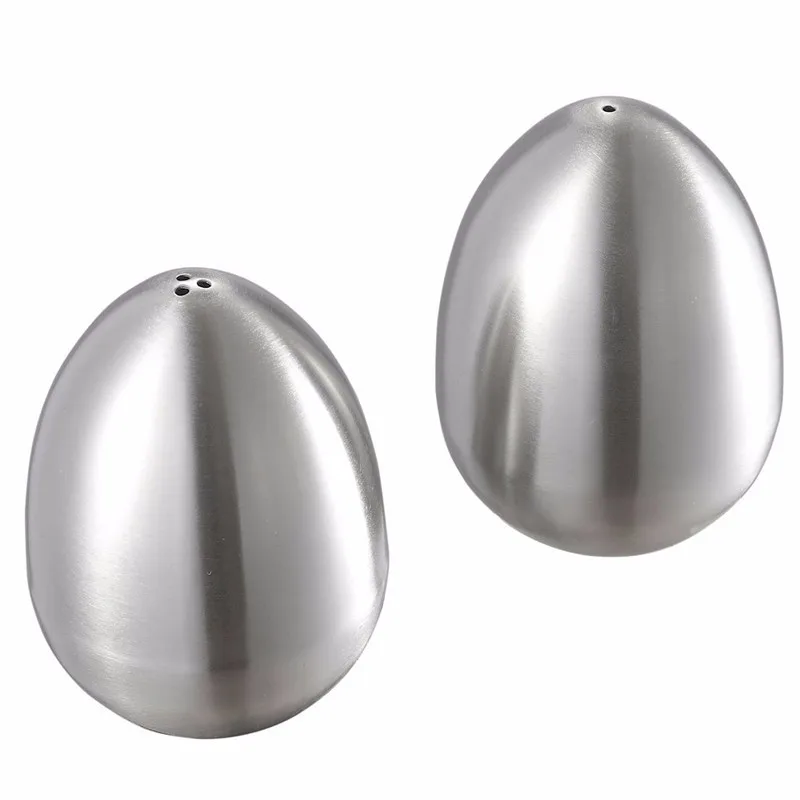 Description Picture 6 of item2 Pieces Stainless Steel Pepper Shaker Egg Shaped Salt Shaker Set Seasoning Organizer Cooking Tools