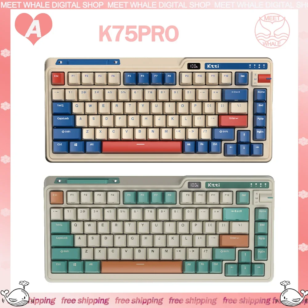 

Kzzi K75Pro Mechanical Keyboard 3Mode USB/2.4G/Bluetooth Wireless Keyboard 82Key Keycaps PBT RGB Backlit Hot Swap Gamer Keyboard