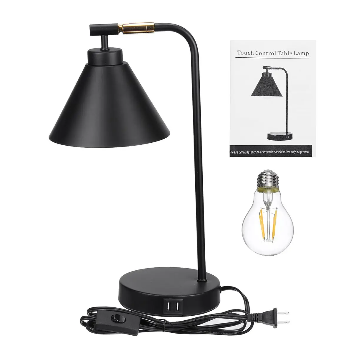 

Modern LED Long Swing Arm Adjustable Classic Desk Lamps E26 Dual USB Output Table Lamp For Bedside Study Office Reading AC110V