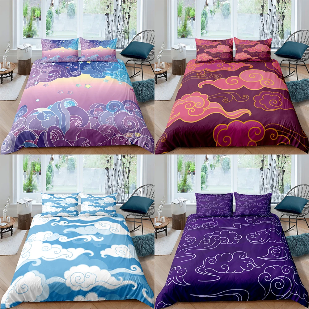 

Home Textiles Luxury 3D Colorful Clouds Duvet Cover Set Pillowcase Star Bedding Set Queen and King Size Comforter Bedding Set