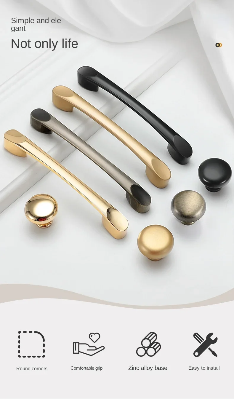 Description Picture 2 of itemHandles Drawer Cabinet Furniture Kitchen Handles for Cabinet Knob Door Drawer Furniture Kitchen Knob Golden Simplicity Hardware