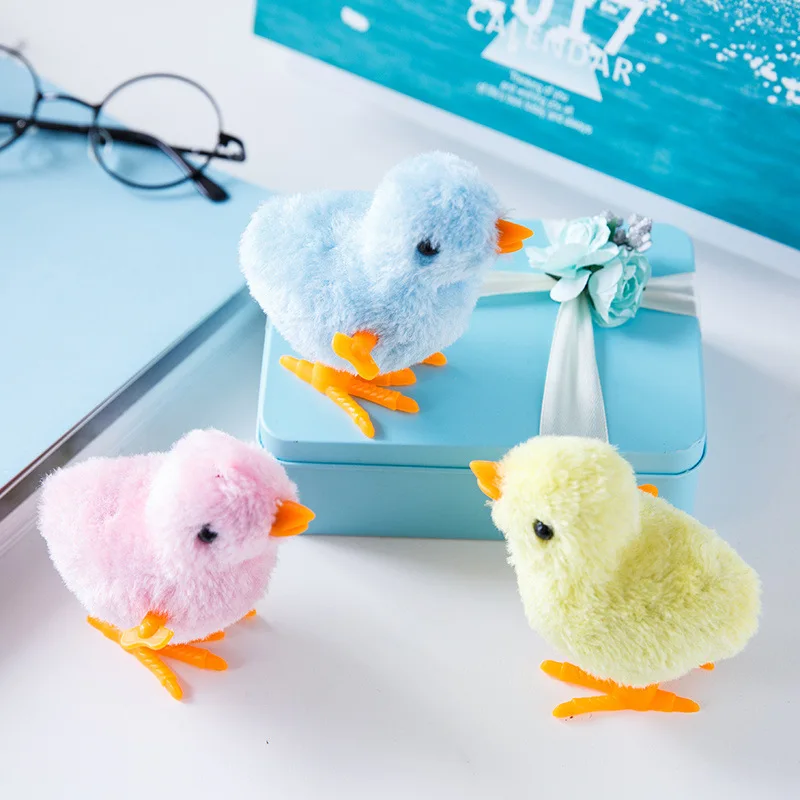 

1Pcs Pet Cat Toys Jumping Walking Hopping Cartoon Plush Chicken Clockwork Cat Interative Playing Toy Wind Up Chick Kitten