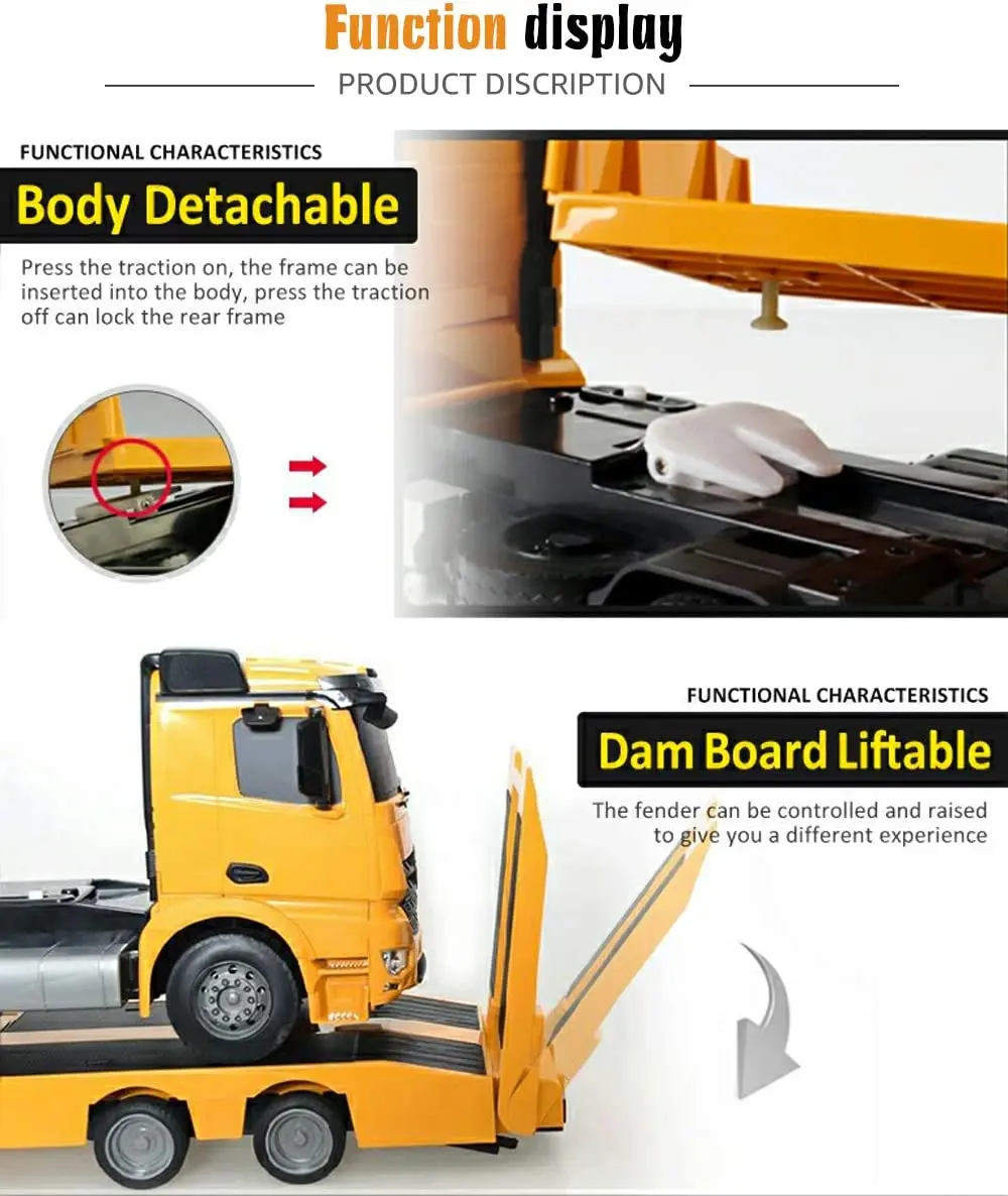 Double E E562 RC Truck Model RC Trailer 1:20 2.4G Remote Control Construction Radio Control Flatbed Car Truck Machine Gifts rc cars rc trucks rc construction toy