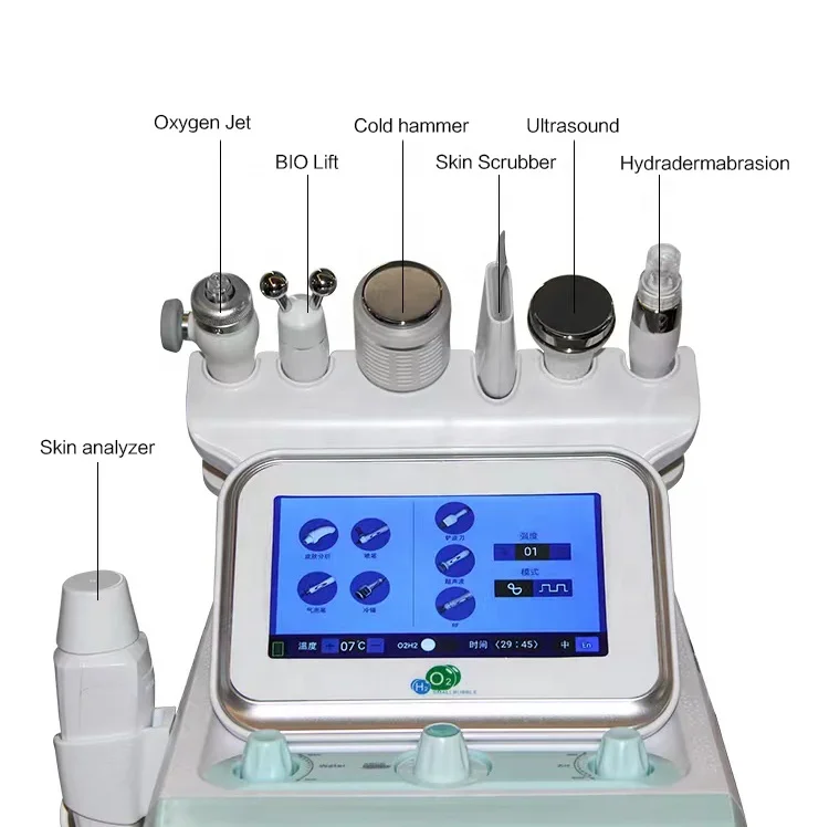 

2022 New Upgraded H2O2 Hydra dermabrasion facial peel machine with scanner analyzer detector hydro face peeling 7 in 1