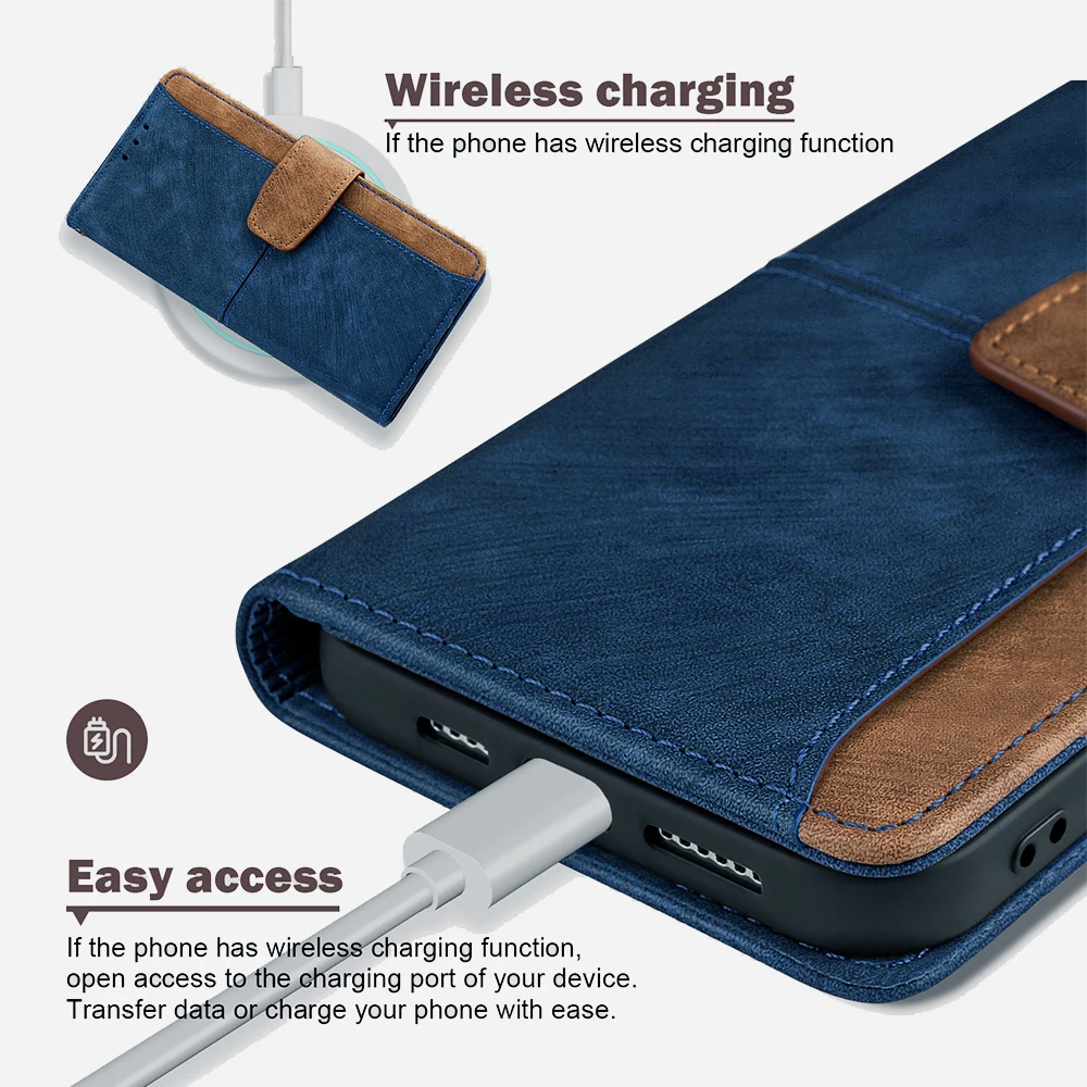 Stylish Contrasting Color Leather Phone Case Cover