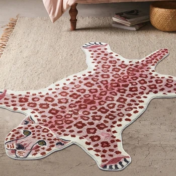 Tappeto da soggiorno Cartoon Leopard Decora Moda Camera da letto Peluche Tappetino Area per il tempo libero Tavolino Tappeto morbido in pelle Kofta