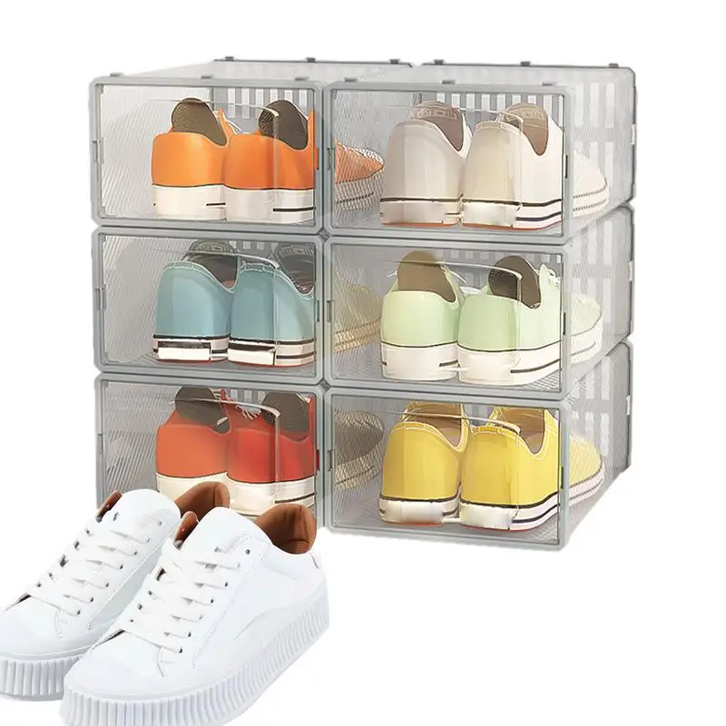 

Shoe Storage Organizer 6-piece shoe box large high-end transparent shoe box detachable folding shoe box Stackable Shoe Boxes