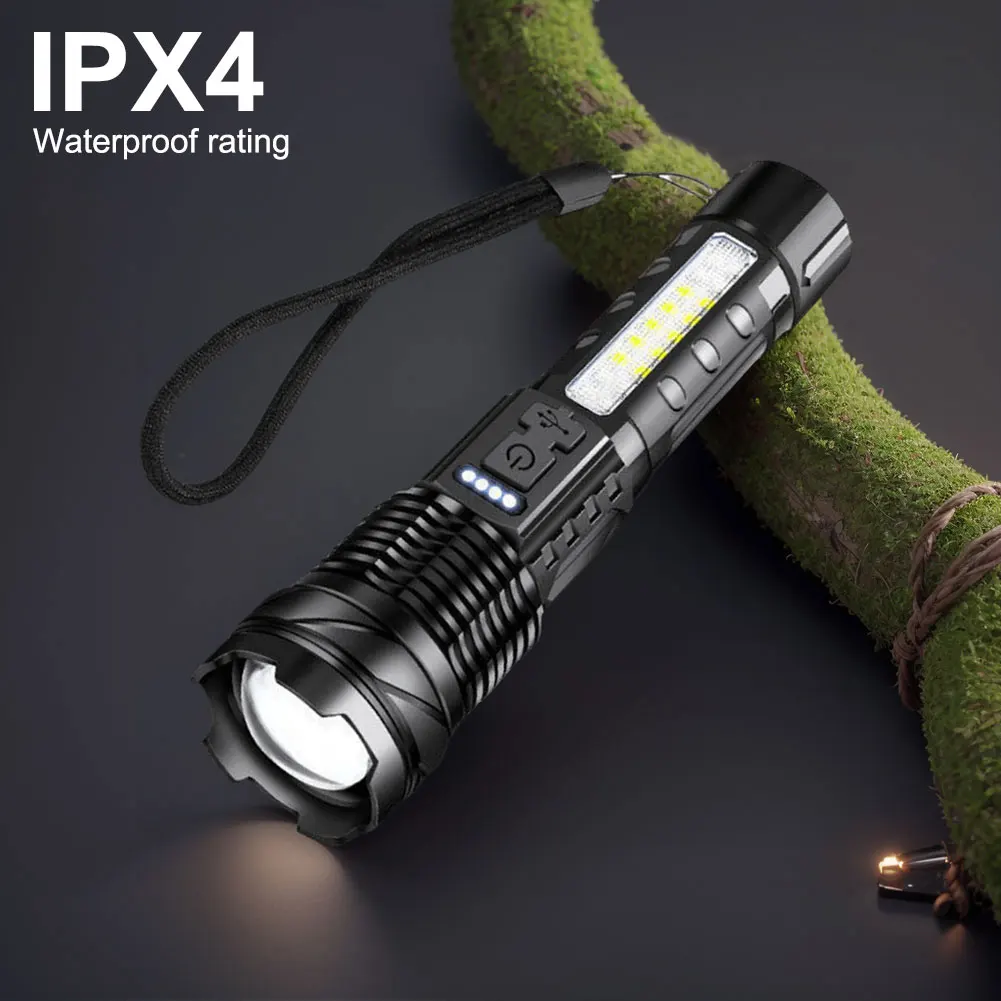 LED Outdoor Zoom Torch Telescopic Zoom USB Rechargeable Powerful Handheld Flash Light Super Bright Torch for Camping Emergencies