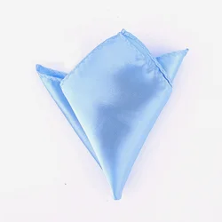Luxury Men's Solid Color Pocket Square in White, Black, and Red - Premium Polyester Handkerchief 22*22CM (Sky Blue)