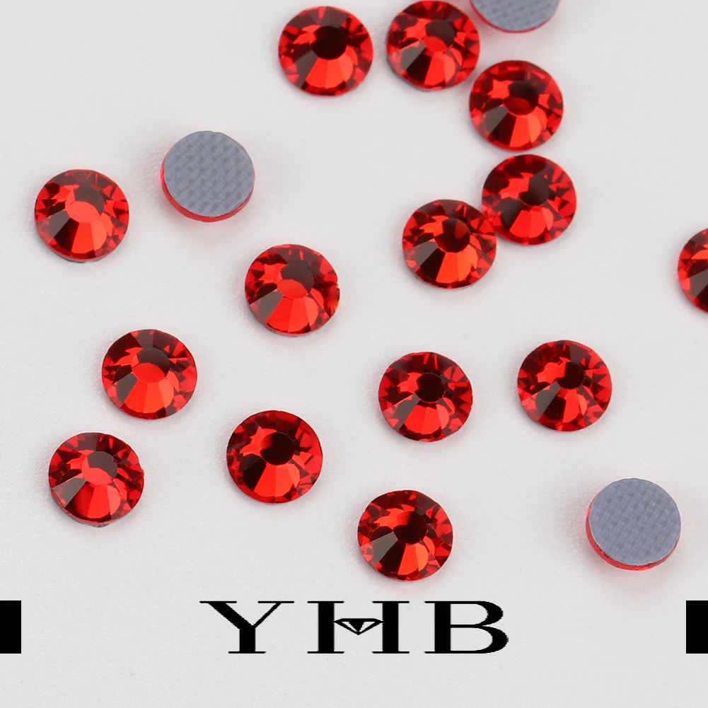 YHB-고품질 레드 플랫백 핫픽스 라인석, 신발 가방 손톱 전화 패브릭 의류 장식 DiY 쥬얼리 액세서리