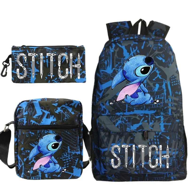 Disney Stitch New Children's Backpack 3pcs Cartoon Large-capacity Student Schoolbag Fashion Lightweight Student Backpack Set