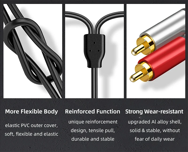 HiFi 3,5mm auf Dual RCA/6,35mm, Typ-C auf 3,5mm/RCA/XLR, Lightning auf 6,35mm/RCA/XLR Audiokabel 1,5-15m – Detail 10
