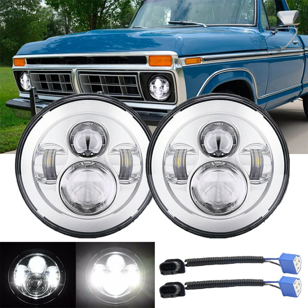 

7"inch LED Projector Chrome Round Adaptive Motorcycle Headlight Hi/Lo Headlight For Harley Street Glide Softail Accessories