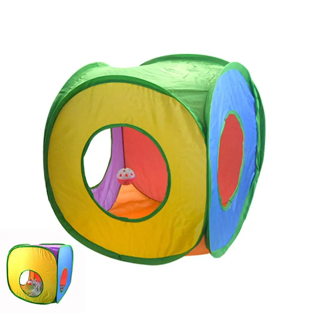 Rainbow Cat Toy Tunnel Playground Cats Scratching Running Interactive Teaser Toy Kittens Adult Cats Pet Supplies