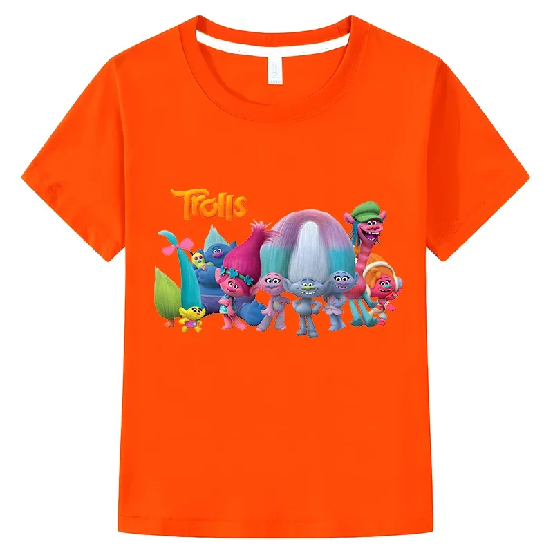 Summer Fantasia Balloon Trolls Clothes Girls T-shirt Children Tee Boys 100%Cotton Short Sleeve Tops y2k kids clothes Cotton 4