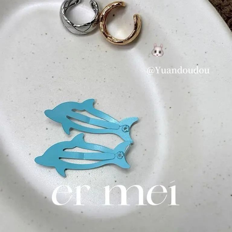 2pcs Little Blue Dolphin Cute Baby Hairpin Beach Sea Children Bangs Headwear Girls Kids Women Hair Accessories