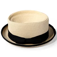 2022 Vintage Rolled Brim Straw Hat Men Pork Pie Hat Fedora Hat For Man Gentlemen Luxury Jazz Ribbon Panama Caps Street Sun Caps 5