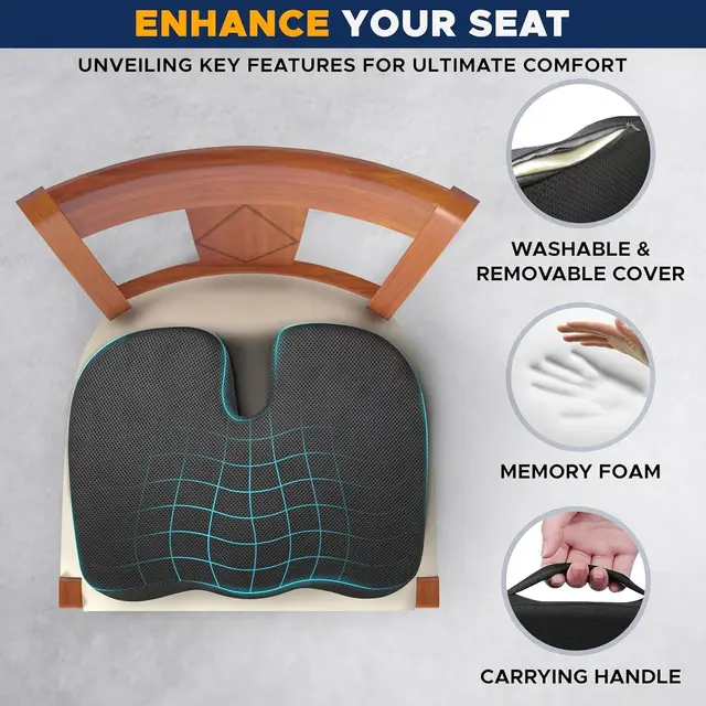 Coussin à mémoire de forme orthopédique en Gel, mousse U Coccyx, siège de voyage, Massage, chaise de bureau, protection d'assise saine, oreillers respirants 3
